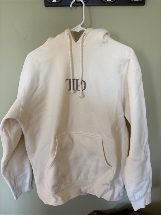 Taylor Swift Tops - Taylor Swift TTPD Cream Hoodie with Gray Center Logo
